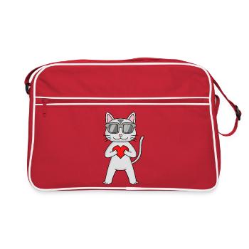 Devon Rex avec lunettes de soleil et cœur - Sac Retro - rouge/blanc - Devant