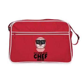 Chef Spruch mit Faultier Motiv - Retro Tasche - Rot/Weiß - Vorne