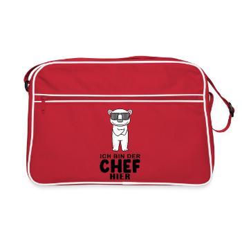 Chef Spruch mit Eisbär Motiv - Retro Tasche - Rot/Weiß - Vorne