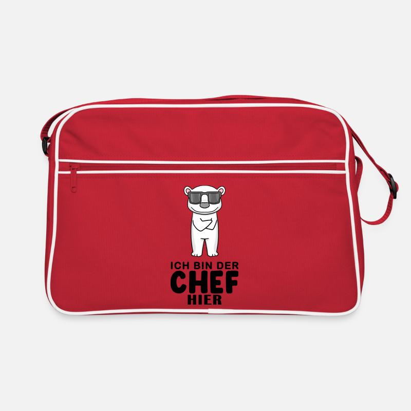 Chef Spruch mit Eisbär Motiv - Retro Tasche - Rot/Weiß