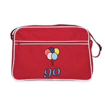 90. 90 ANS. 90e ANNIVERSAIRE. ANNIVERSAIRE 90 ANS. - Sac Retro - rouge/blanc - Devant
