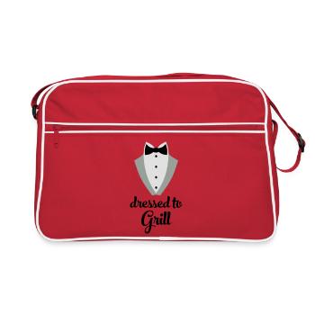 Tablier de cuisine drôle pour hommes - Sac Retro - rouge/blanc - Devant