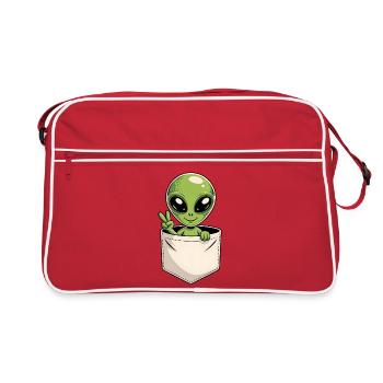 Mignon Poche Alien Signe de Paix Dessin Animé - Sac Retro - rouge/blanc - Devant