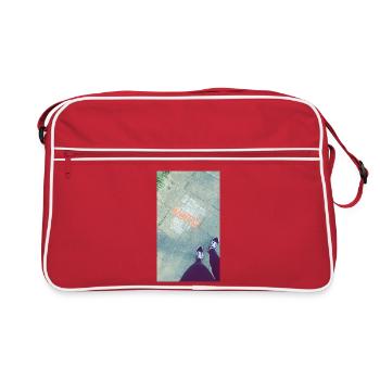 Grafik auf dem Bürgersteig mit durchgestrichenem Text - Retro Tasche - Rot/Weiß - Vorne