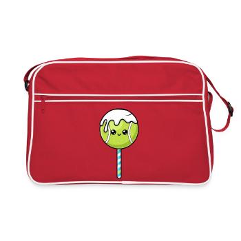 Tennis Nourriture Dessin animé Humour - Sac Retro - rouge/blanc - Devant