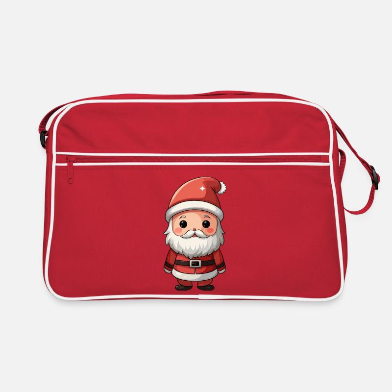 Chibi Santa Cheer Illustration - Retro Tasche - Rot/Weiß