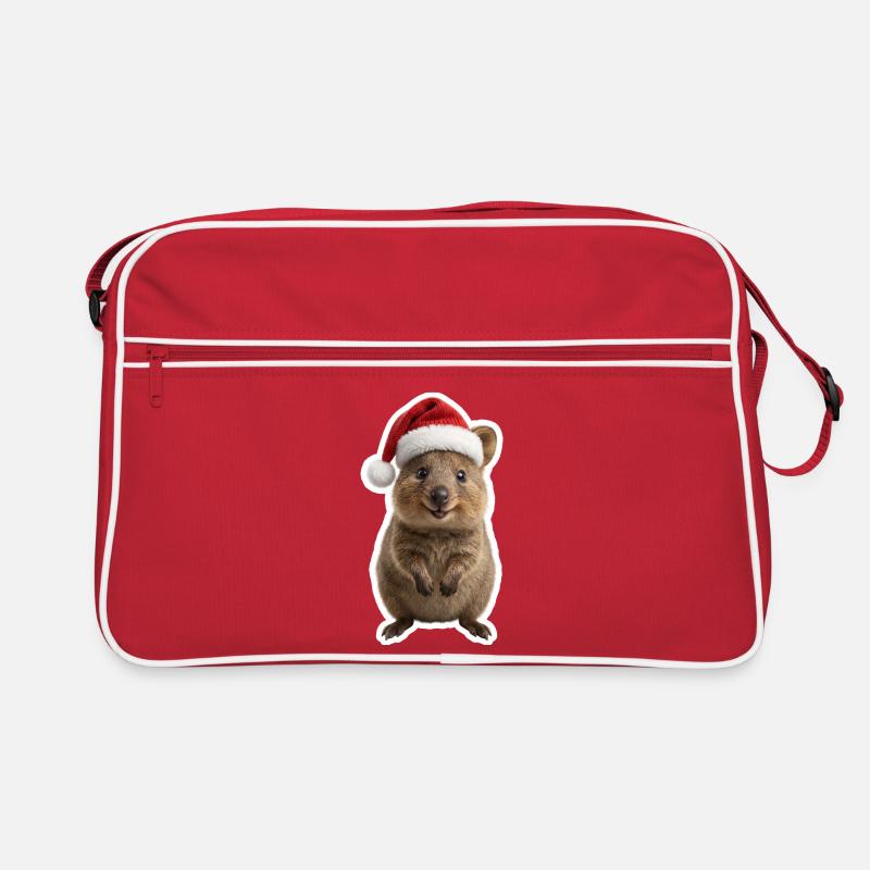 Laechelndes Quokka mit Weihnachtsmuetze Retro Tasche