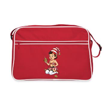 Fille lutin avec une toupie - Sac Retro - rouge/blanc - Devant