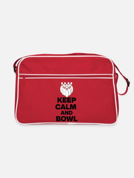 KEEP CALM AND BOWL, STRIKE MEISTER! PIN SNIPER - Retro Tasche - Rot/Weiß - Vorne