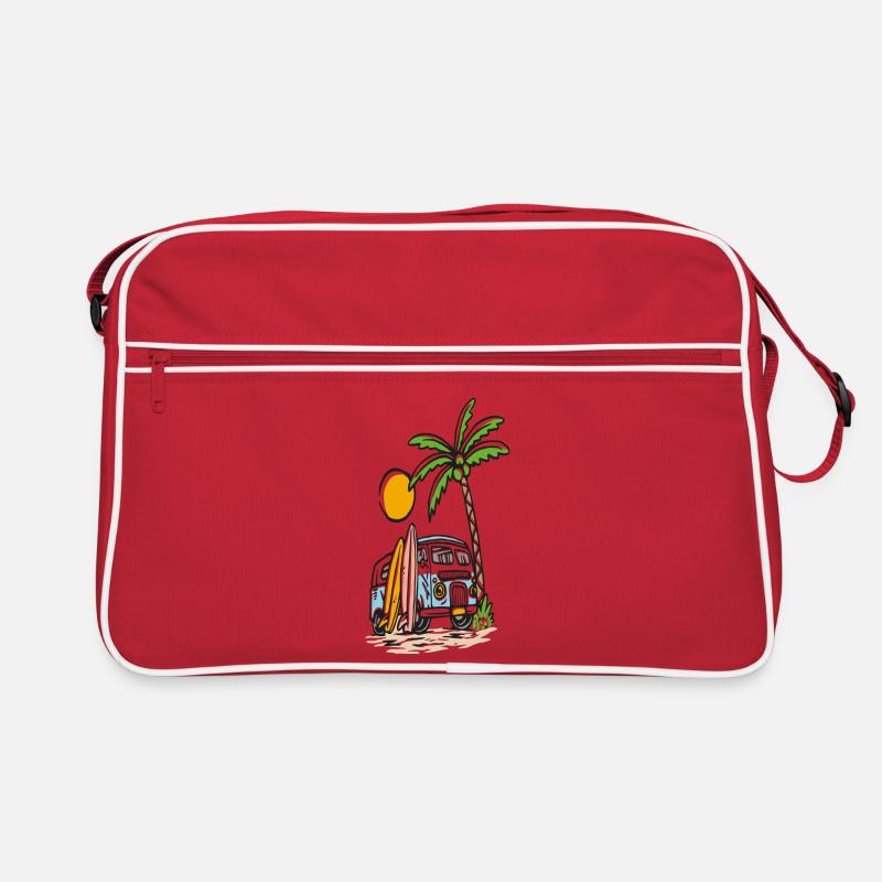 Tropical surf bus on the palm beach Retro Bag