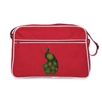 Königliche Pfauen-Ziermandalaa - Retro Tasche - Rot/Weiß - Vorne