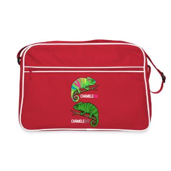 Caméléon sur Caméléon Off Drôle de Reptile Design - Sac Retro - rouge/blanc - Devant