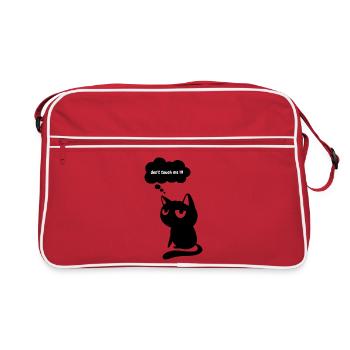 Chat drôle « Ne me touche pas » - Sac Retro - rouge/blanc - Devant