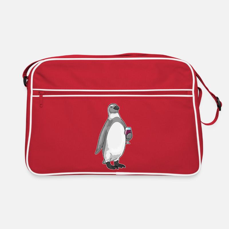 Penguin Red Wine - Retro Bag - red/white
