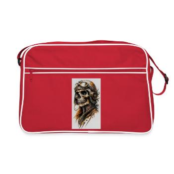 Pilote squelette dans le style steampunk - Sac Retro - rouge/blanc - Devant