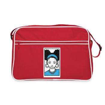 Portrait féminin noir #4 - Sac Retro - rouge/blanc - Devant