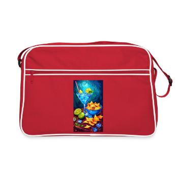 Blaue Cocktails und Sommernachos - Retro Tasche - Rot/Weiß - Vorne