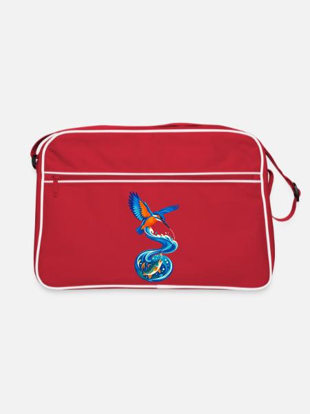 Eisvogel Wellenwurf - Retro Tasche - Rot/Weiß