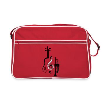 Musiknoten Musik Musiker Notenschlüssel Noten - Retro Tasche - Rot/Weiß - Vorne