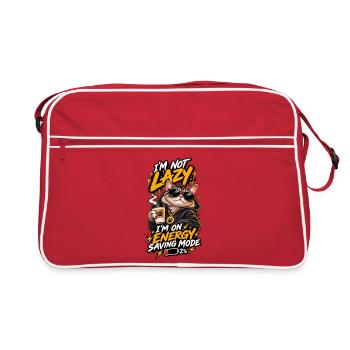 Energiegeladene Katze im Sparmodus - Retro Tasche - Rot/Weiß - Vorne