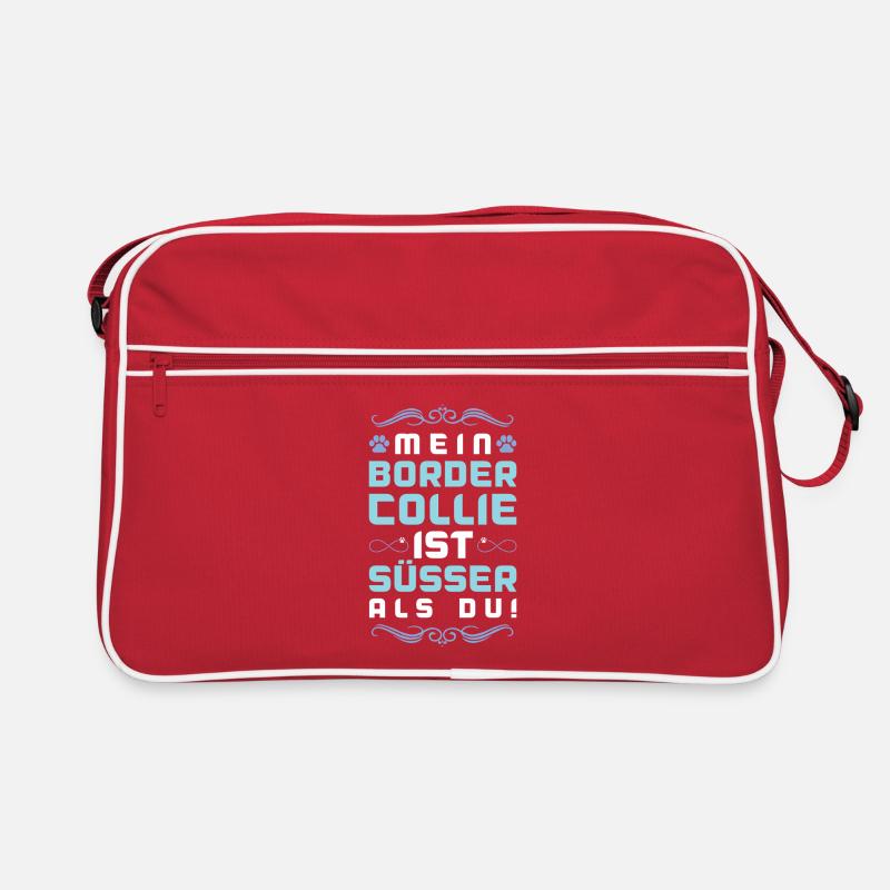 border collie hund spruch Retro Tasche
