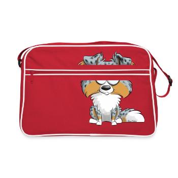 I Am Shetland - Blue Merle Tricolore - Retro Bag - red/white - Front