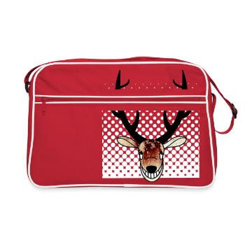 Hirsch - Retro Tasche - Rot/Weiß - Vorne