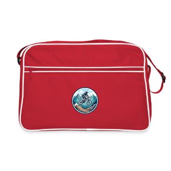 Bergabenteuer MTB Sticker - Retro Tasche - Rot/Weiß - Vorne
