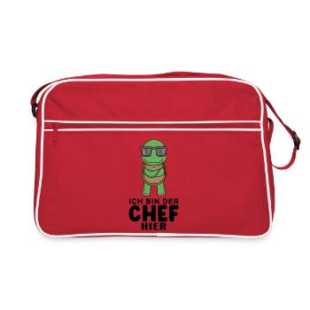 Chef Spruch mit Schildkröte Motiv - Retro Tasche - Rot/Weiß - Vorne