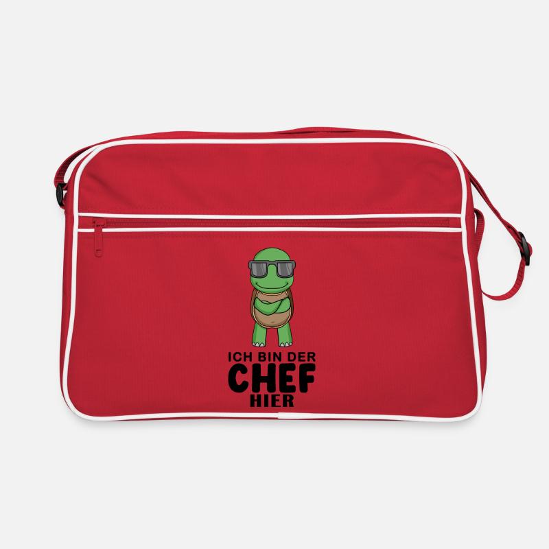 Chef Spruch mit Schildkröte Motiv - Retro Tasche - Rot/Weiß