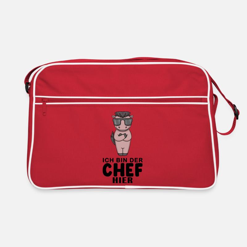 Chef Spruch mit Pferd Motiv - Retro Tasche - Rot/Weiß