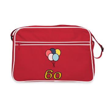 60. 60 YEARS. 60th ANNIVERSARY. 60TH BIRTHDAY. - Retro Bag - red/white - Front