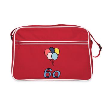 60. 60 YEARS. 60th ANNIVERSARY. 60TH BIRTHDAY. - Retro Bag - red/white - Front