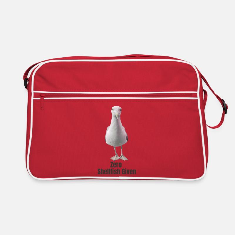 Abstrakte Möwe mit farbigen Akzenten - Retro Tasche - Rot/Weiß