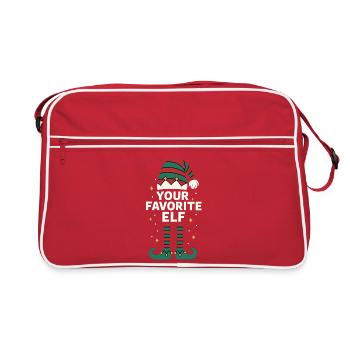 Motif de Noël drôle Votre lutin préféré - Sac Retro - rouge/blanc - Devant