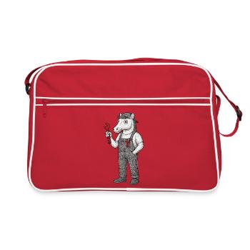 Horse Mechanic with Wrench - Retro Bag - red/white - Front