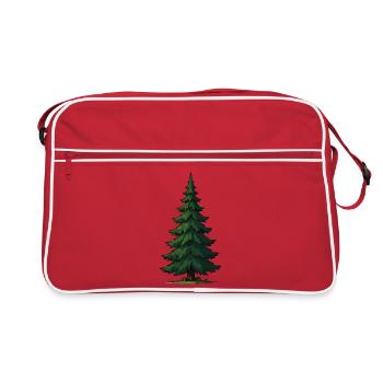 Pine Silhouette Forest Design - Retro Bag - red/white - Front