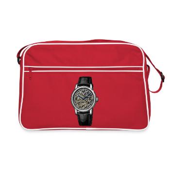 Skeleton watch with visible gears - Retro Bag - red/white - Front