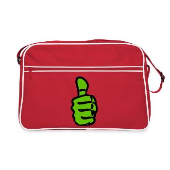 Green thumbs up contrast - Retro Bag - red/white - Front