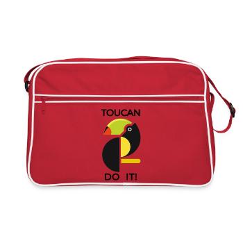 Abstrakter Tukan TOUCAN DO IT - Retro Tasche - Rot/Weiß - Vorne