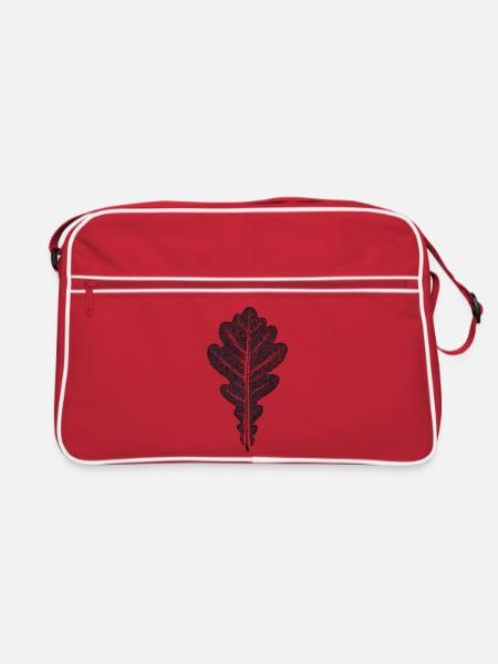 Eichenblatt / Botanischer Blätter - Abdruck - Retro Tasche - Rot/Weiß