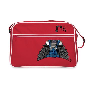 0538 tracteur bleu - Sac Retro - rouge/blanc - Devant