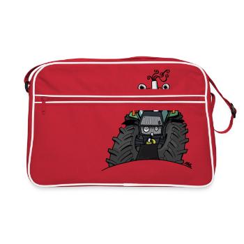 367 tracteur vert - Sac Retro - rouge/blanc - Devant