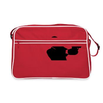 Mann mit Pistole Waffe Silhouette - Retro Tasche - Rot/Weiß - Vorne