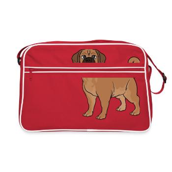 Puggle Beagle Pug Dog - Retro Bag - red/white - Front