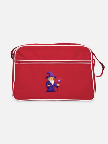 Pixel wizard dans le scintillement violet - Sac Retro - rouge/blanc - Devant