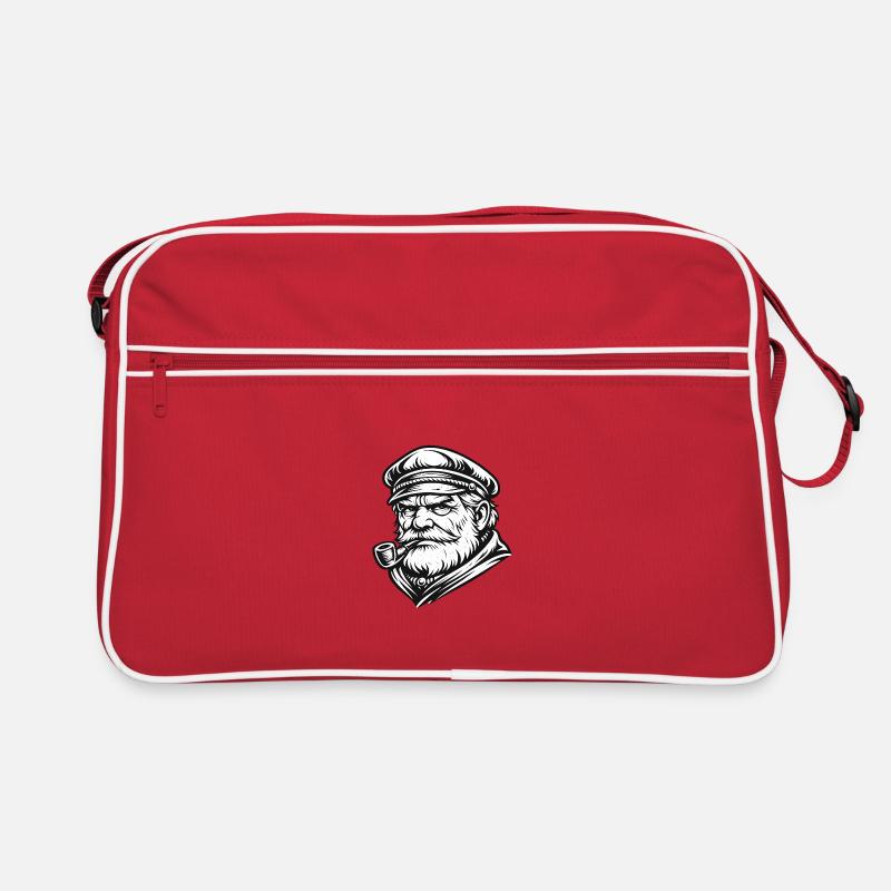 Captain with Pipe in Woodcut Style Retro Bag