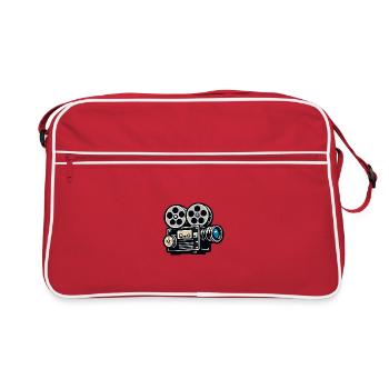 Vintage Filmprojektor Illustration - Retro Tasche - Rot/Weiß - Vorne