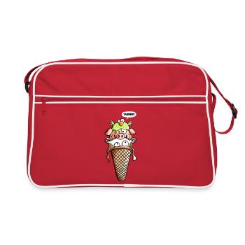 Les animaux de ferme aime Ice - Vache - Cochon - Oiseau - Sac Retro - rouge/blanc - Devant