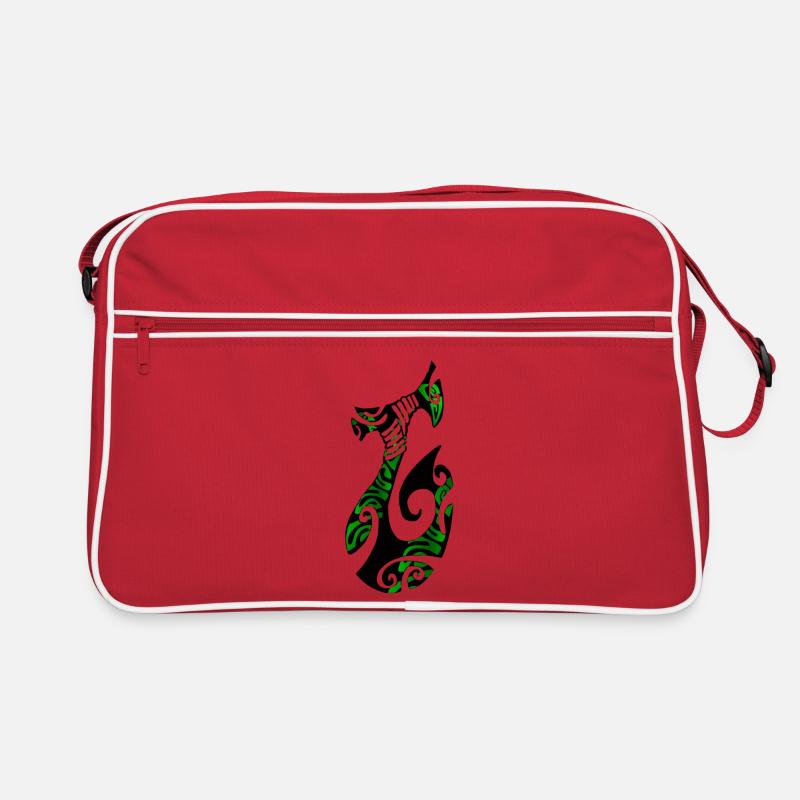 MATAU - Schwarz (polynesischer Angelhaken) - Retro Tasche - Rot/Weiß